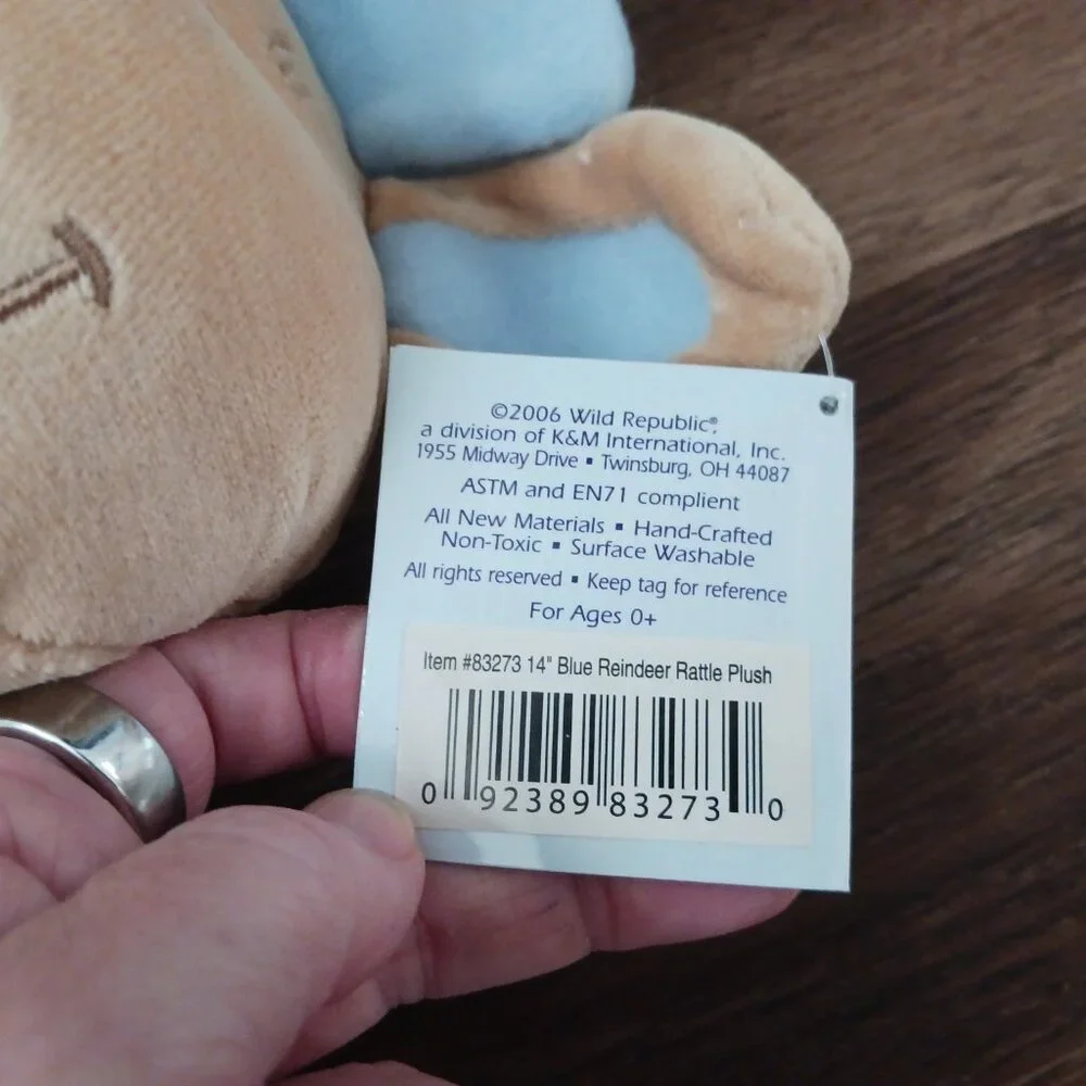 2006 Wild Republic Reindeer Baby's First‎ Christmas Plush Rattle Jr. Jungle New